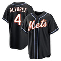 Silnrao NY.Mets #4 Francisco Alvarez Player Black Fashion Out Game Stitched Jerseys
