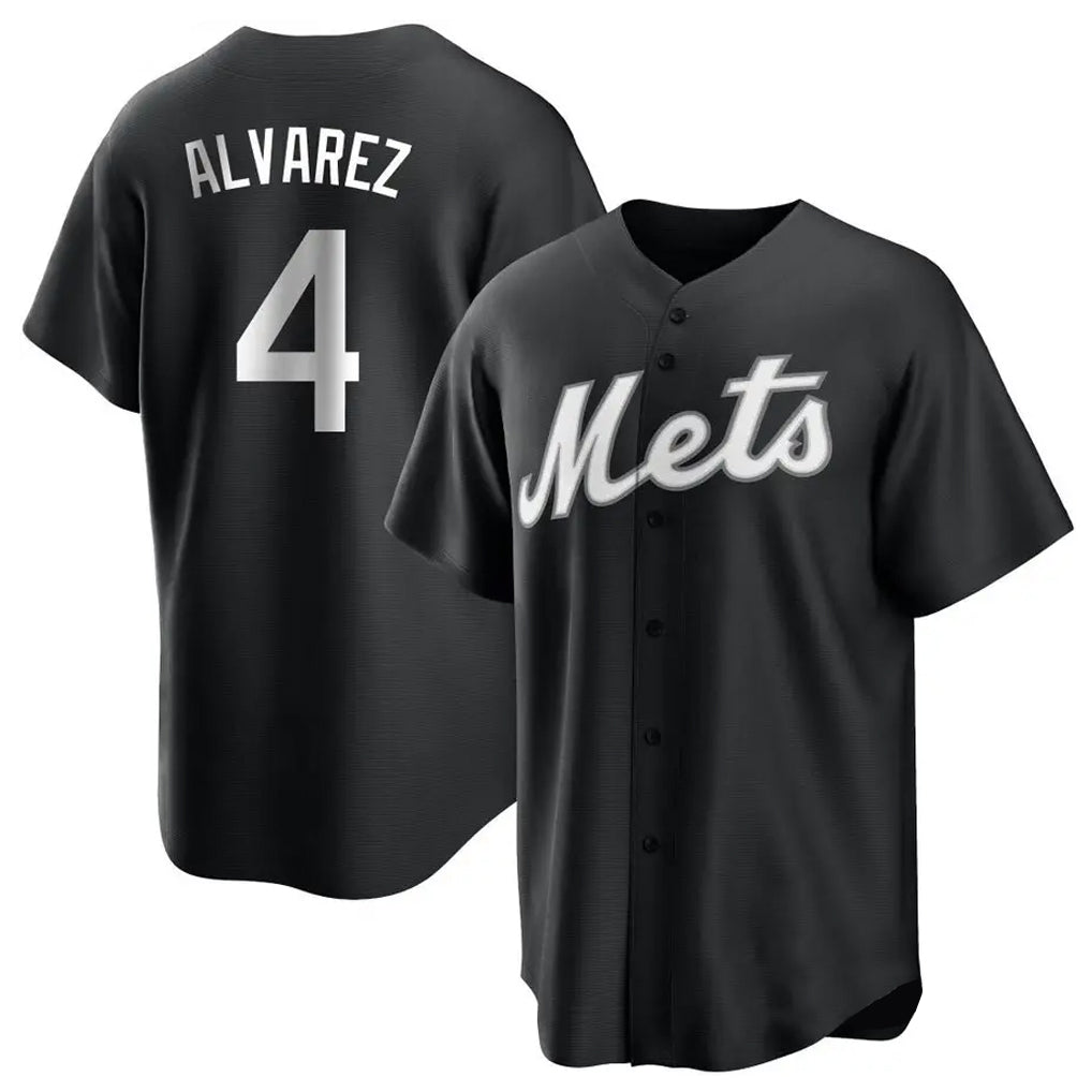 Silnrao NY.Mets #4 Francisco Alvarez Player Black Home Game Stitched Jerseys