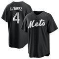 Silnrao NY.Mets #4 Francisco Alvarez Player Black Home Game Stitched Jerseys
