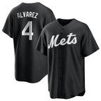 Silnrao NY.Mets #4 Francisco Alvarez Player Black Home Game Stitched Jerseys