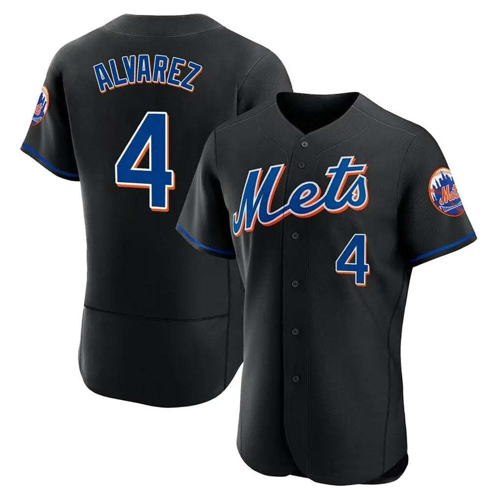 Silnrao NY.Mets #4 Francisco Alvarez Player Black Replica Home Limited Elite Stitched Jerseys