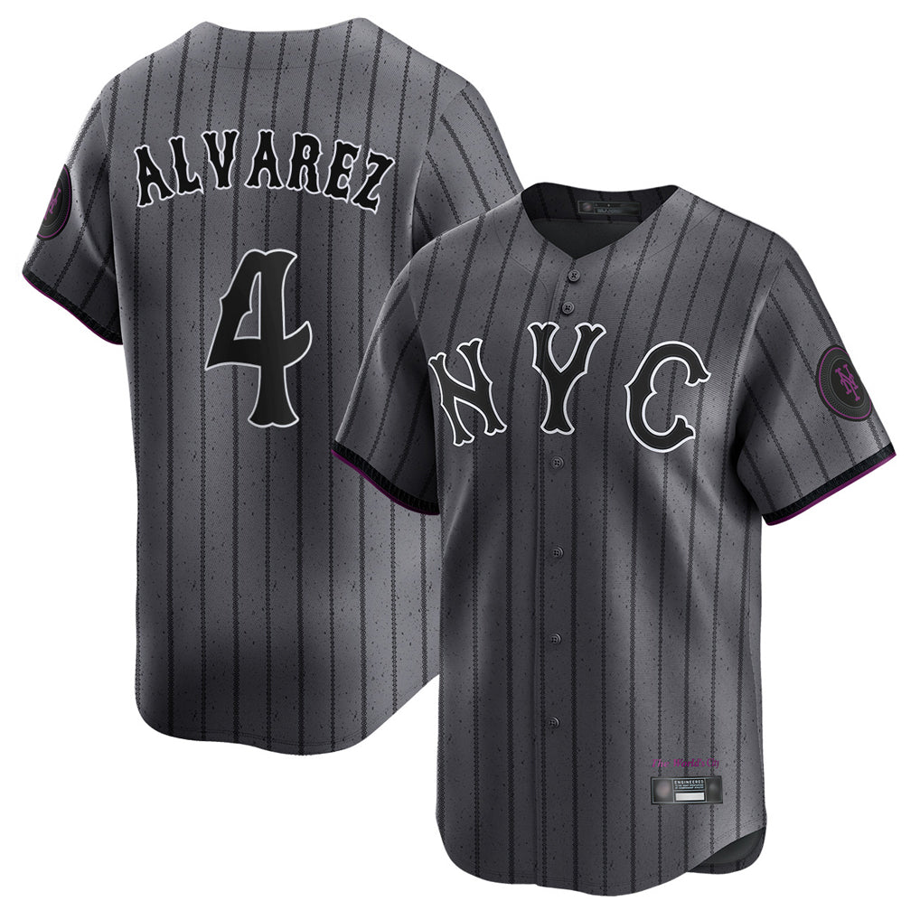 Silnrao NY.Mets #4 Francisco Alvarez Player Gray City Connect Limited Stitched Jerseys