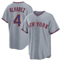 Silnrao NY.Mets #4 Francisco Alvarez Player Gray Road Home Game Stitched Jerseys