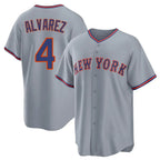 Silnrao NY.Mets #4 Francisco Alvarez Player Gray Road Home Game Stitched Jerseys