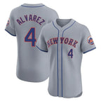 Silnrao NY.Mets #4 Francisco Alvarez Player Gray Road Limited Elite Home Stitched Jerseys