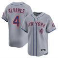 Silnrao NY.Mets #4 Francisco Alvarez Player Gray Road Limited Home Stitched Jerseys