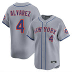 Silnrao NY.Mets #4 Francisco Alvarez Player Gray Road Limited Home Stitched Jerseys