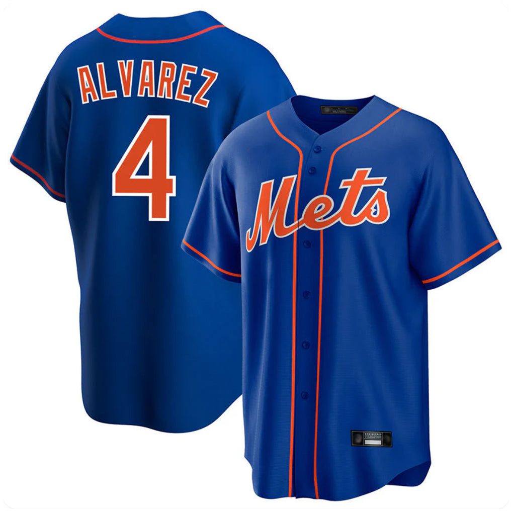 Silnrao NY.Mets #4 Francisco Alvarez Player Royal Home Game Stitched Jerseys