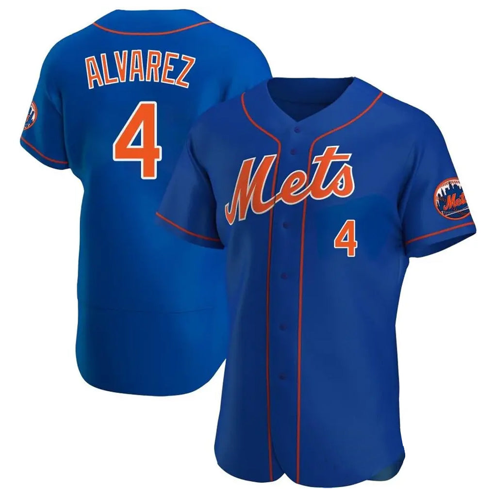 Silnrao NY.Mets #4 Francisco Alvarez Player Royal Limited Elite Home Stitched Jerseys