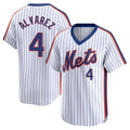 Silnrao NY.Mets #4 Francisco Alvarez Player White Cooperstown Collection T-shirt Game Stitched Jerseys