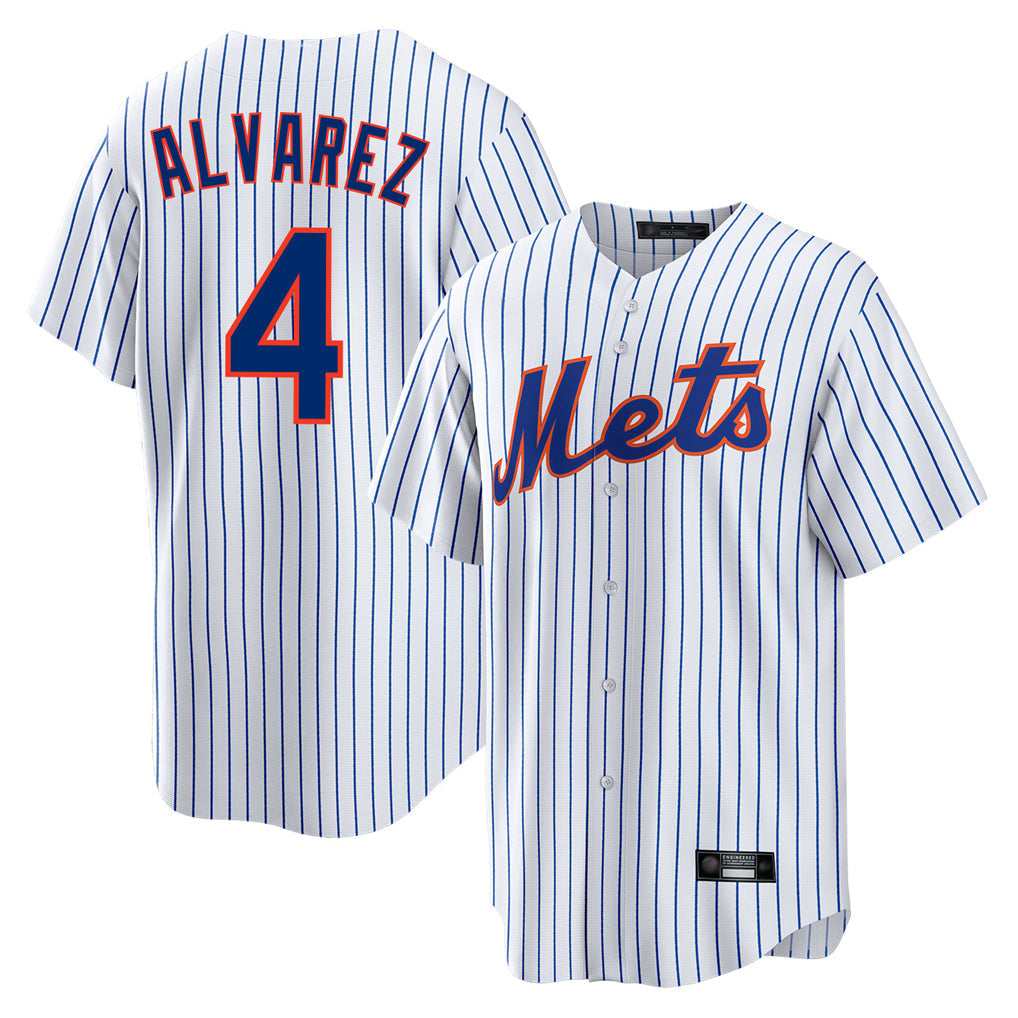 Silnrao NY.Mets #4 Francisco Alvarez Player White Home Game Stitched Jerseys