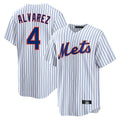Silnrao NY.Mets #4 Francisco Alvarez Player White Home Game Stitched Jerseys