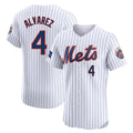 Silnrao NY.Mets #4 Francisco Alvarez Player White Home Limited Elite Stitched Jerseys