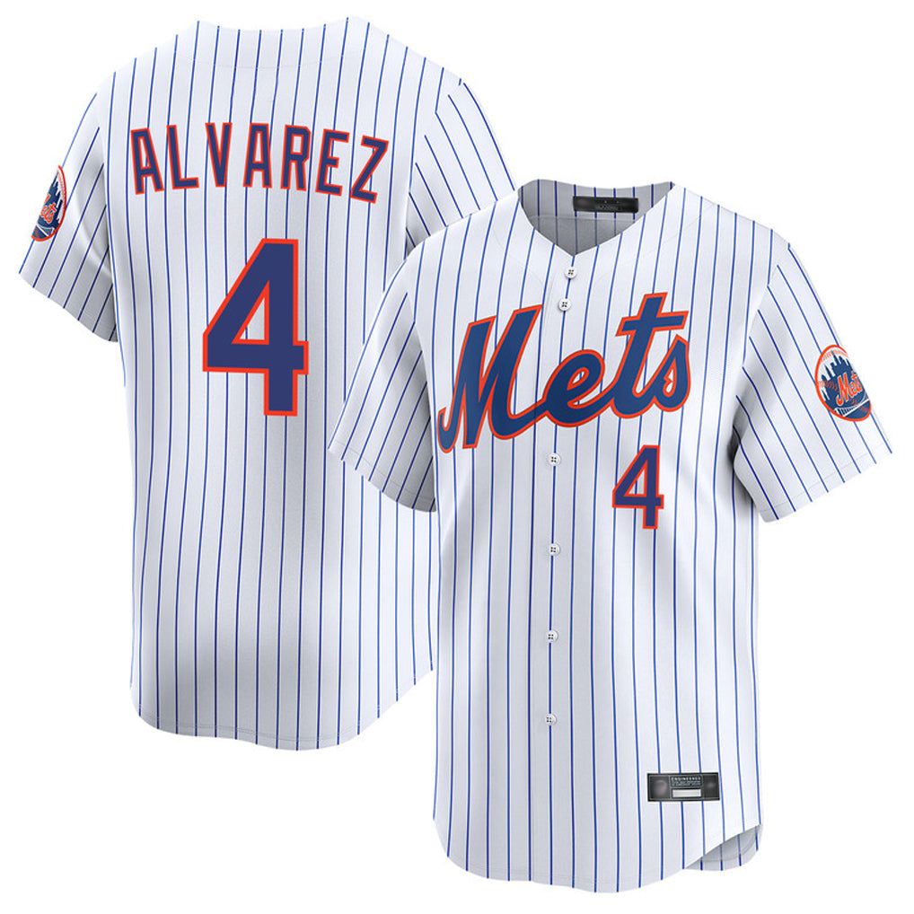 Silnrao NY.Mets #4 Francisco Alvarez Player White Home Replica Stitched Jerseys