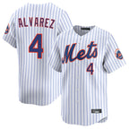 Silnrao NY.Mets #4 Francisco Alvarez Player White Home Replica Stitched Jerseys