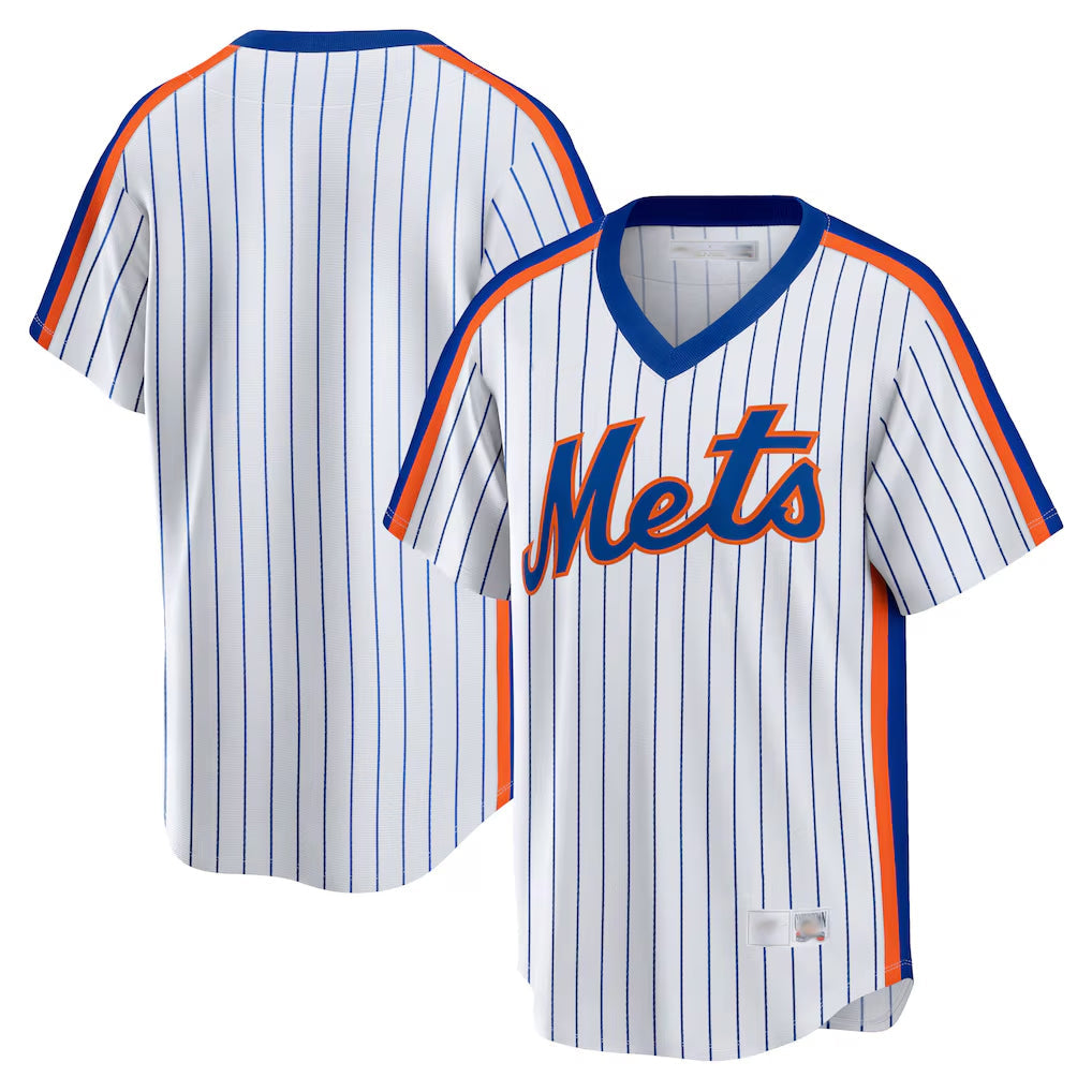 Silnrao NY.Mets ## Mets Blank Player White Cooperstown Collection T-shirt Home Stitched Jerseys