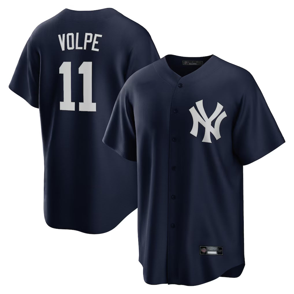 Silnrao  NY.Yankees #11 Anthony Volpe Player Navy Game Stitched Jerseys