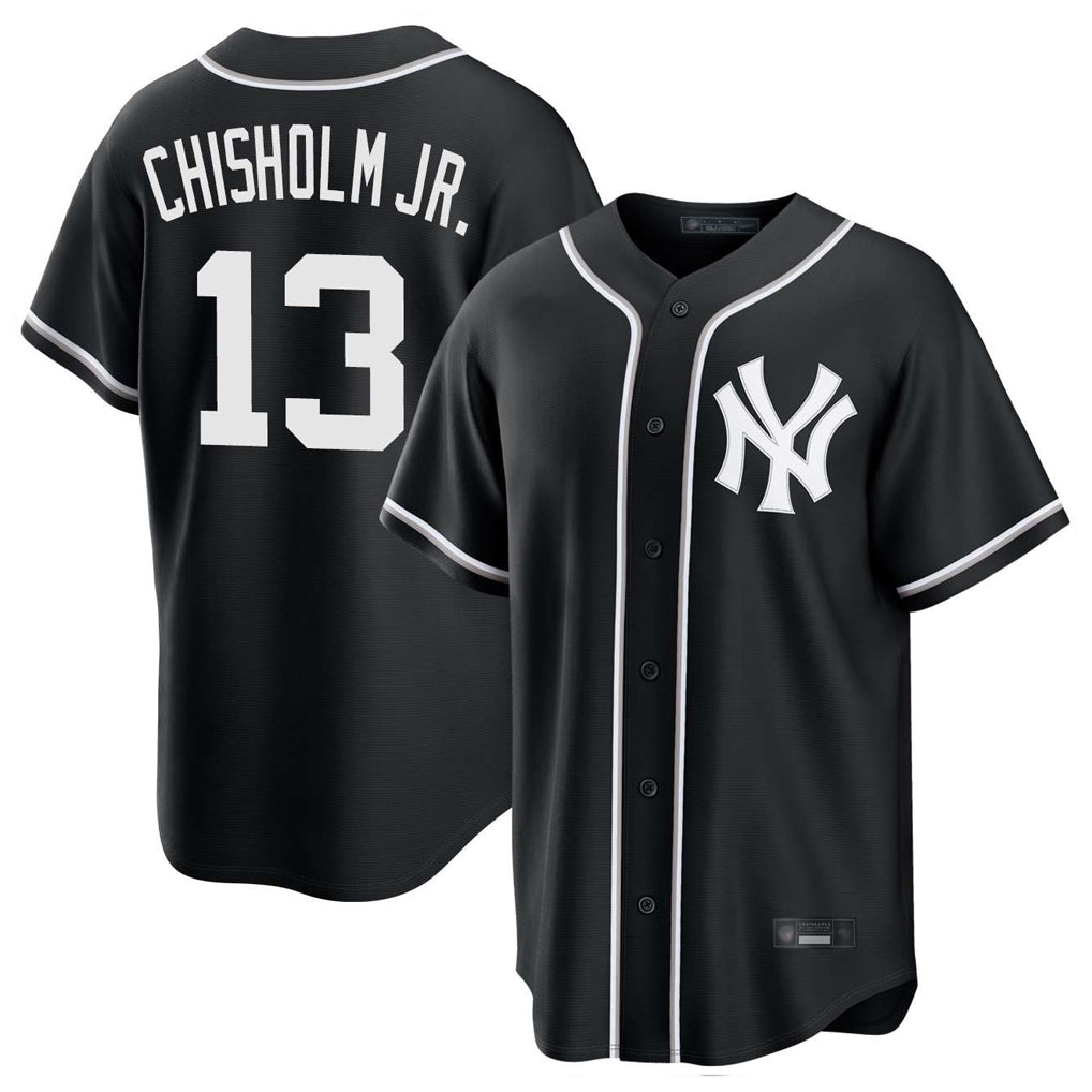 Silnrao NY.Yankees #13 Jazz Chisholm Jr Player Black Out Game Stitched Jerseys