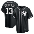Silnrao NY.Yankees #13 Jazz Chisholm Jr Player Black Out Game Stitched Jerseys