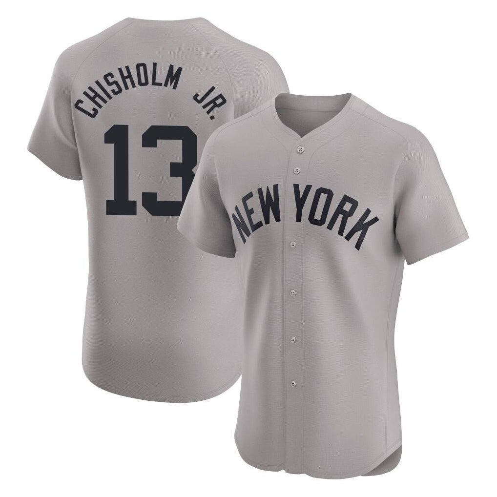 Silnrao NY.Yankees #13 Jazz Chisholm Jr Player Gray Limited Elite Home Stitched Jerseys