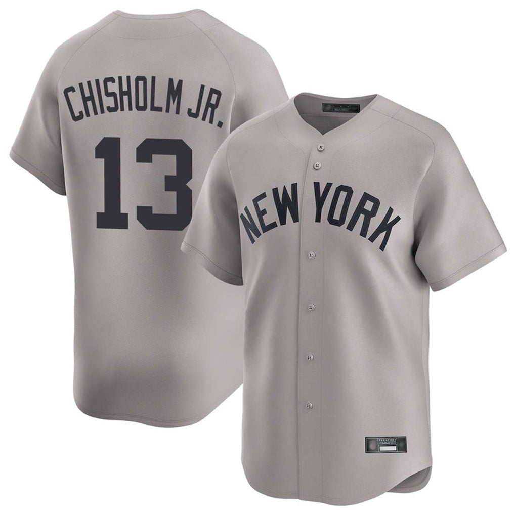 Silnrao NY.Yankees #13 Jazz Chisholm Jr Player Gray Limited Home Stitched Jerseys