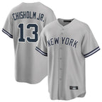 Silnrao NY.Yankees #13 Jazz Chisholm Jr Player Gray Road Game Stitched Jerseys