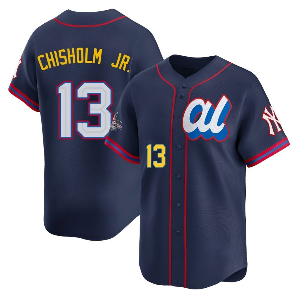 Silnrao NY.Yankees #13 Jazz Chisholm Jr Player Navy All Star Limited Home Stitched Jerseys