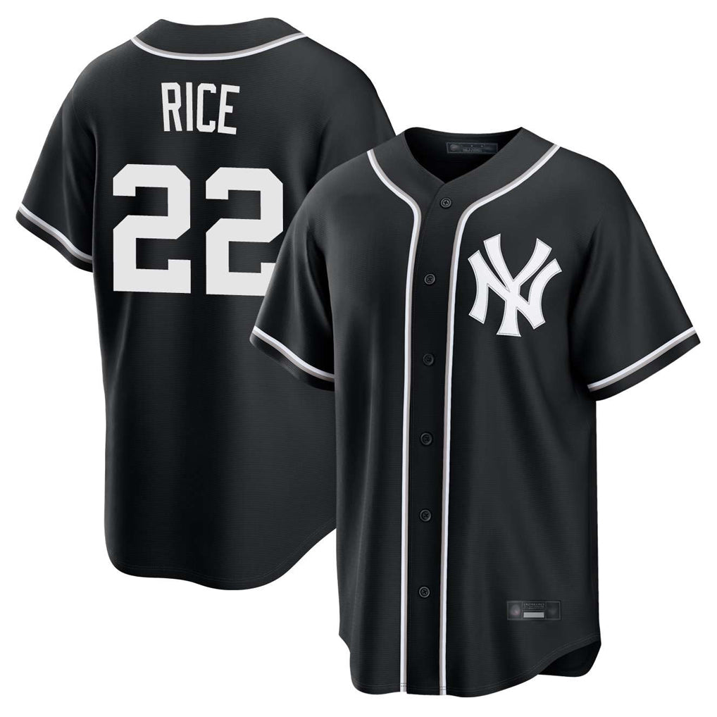 Silnrao NY.Yankees #22 Ben Rice Player Black Out Game Home Stitched Jerseys