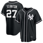 Silnrao NY.Yankees #27 Giancarlo Stanton Player Black Out Game Home Stitched Jerseys