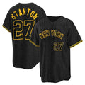Silnrao NY.Yankees #27 Giancarlo Stanton Player Black Snake Skin City Game Home Stitched Jerseys