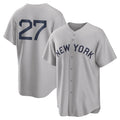 Silnrao NY.Yankees #27 Giancarlo Stanton Player Gray Field of Dreams Game Stitched Jerseys