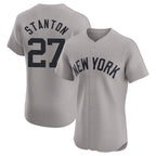 Silnrao NY.Yankees #27 Giancarlo Stanton Player Gray Limited Elite Home Stitched Jerseys