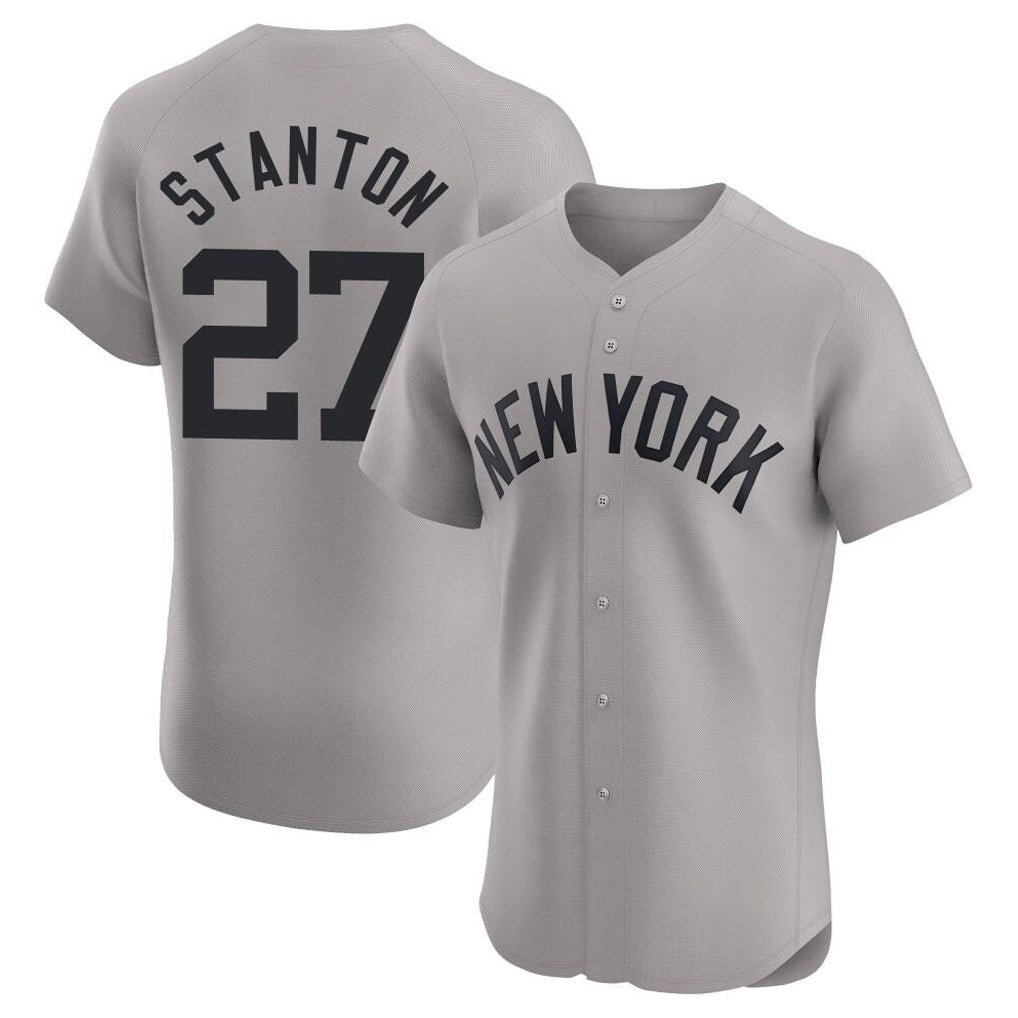 Silnrao NY.Yankees #27 Giancarlo Stanton Player Gray Limited Elite Home Stitched Jerseys