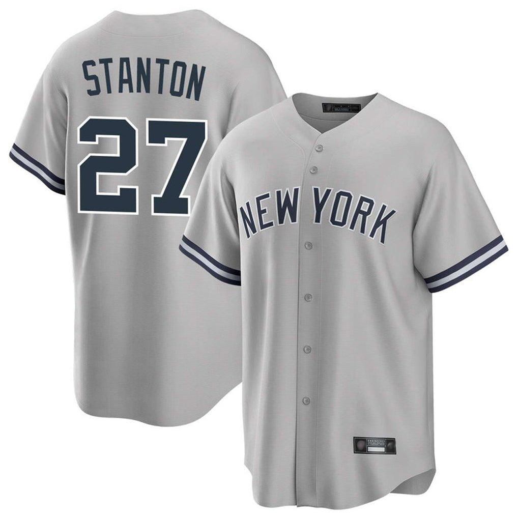 Silnrao NY.Yankees #27 Giancarlo Stanton Player Gray Road Game Stitched Jerseys