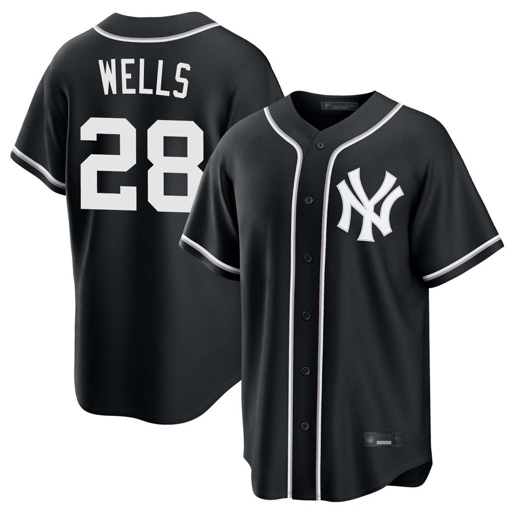 Silnrao NY.Yankees #28 Austin Wells Player Black Out Game Home Stitched Jerseys
