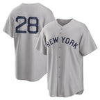 Silnrao NY.Yankees #28 Austin Wells Player Gray Field of Dreams Game Stitched Jerseys