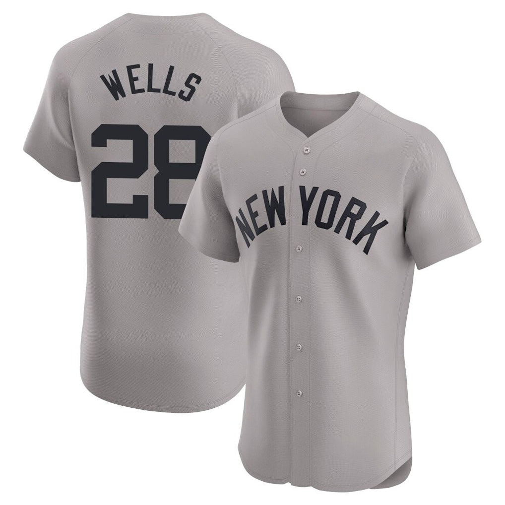 Silnrao NY.Yankees #28 Austin Wells Player Gray Limited Elite Home Stitched Jerseys