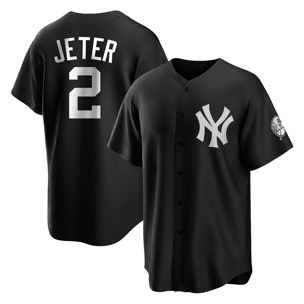 Silnrao  NY.Yankees #2 Derek Jeter Player Black Game Stitched Jerseys