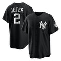 Silnrao  NY.Yankees #2 Derek Jeter Player Black Game Stitched Jerseys