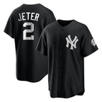 Silnrao  NY.Yankees #2 Derek Jeter Player Black Game Stitched Jerseys