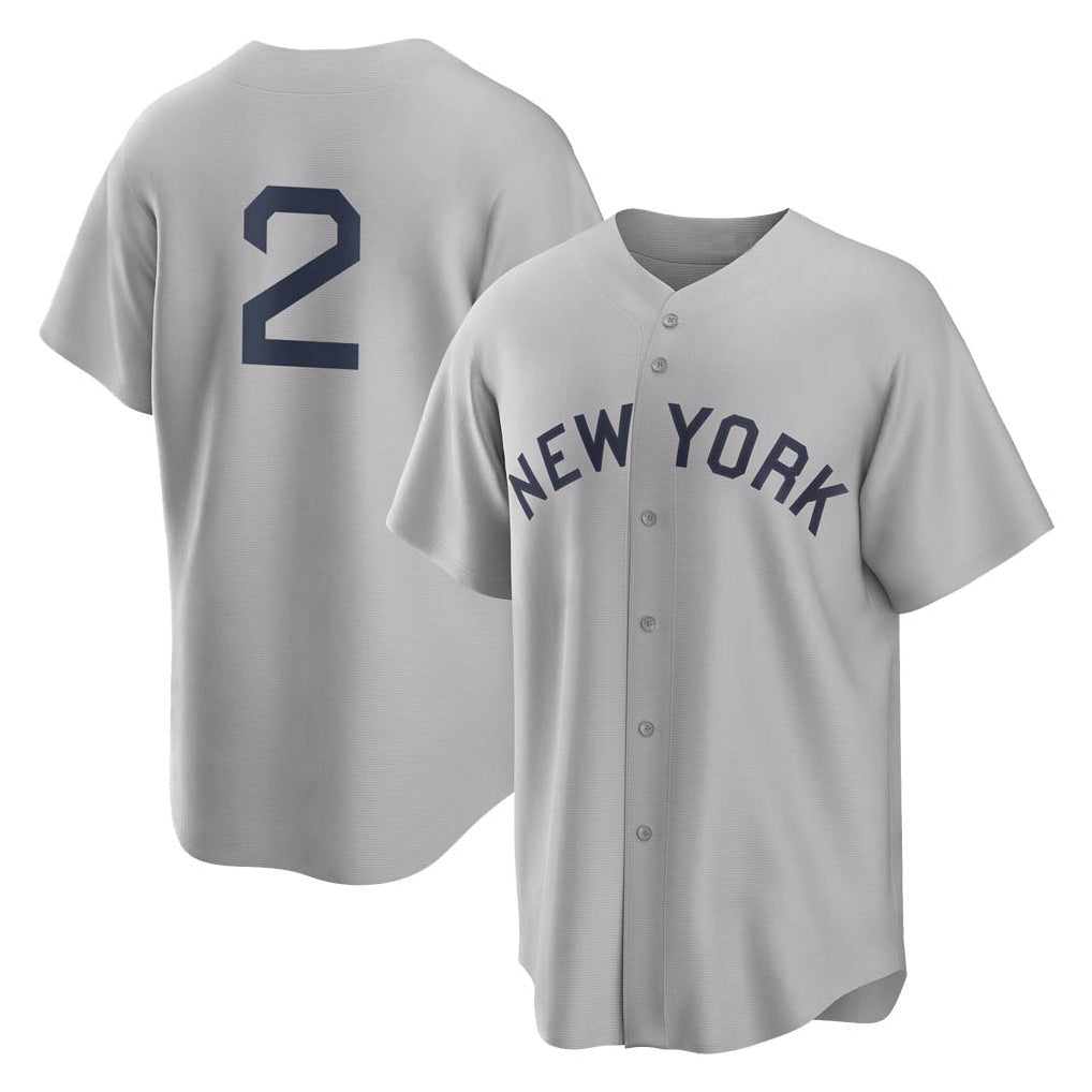 Silnrao NY.Yankees #2 Derek Jeter Player Gray Field of Dreams Game Stitched Jerseys