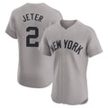 Silnrao NY.Yankees #2 Derek Jeter Player Gray Limited Elite Home Stitched Jerseys
