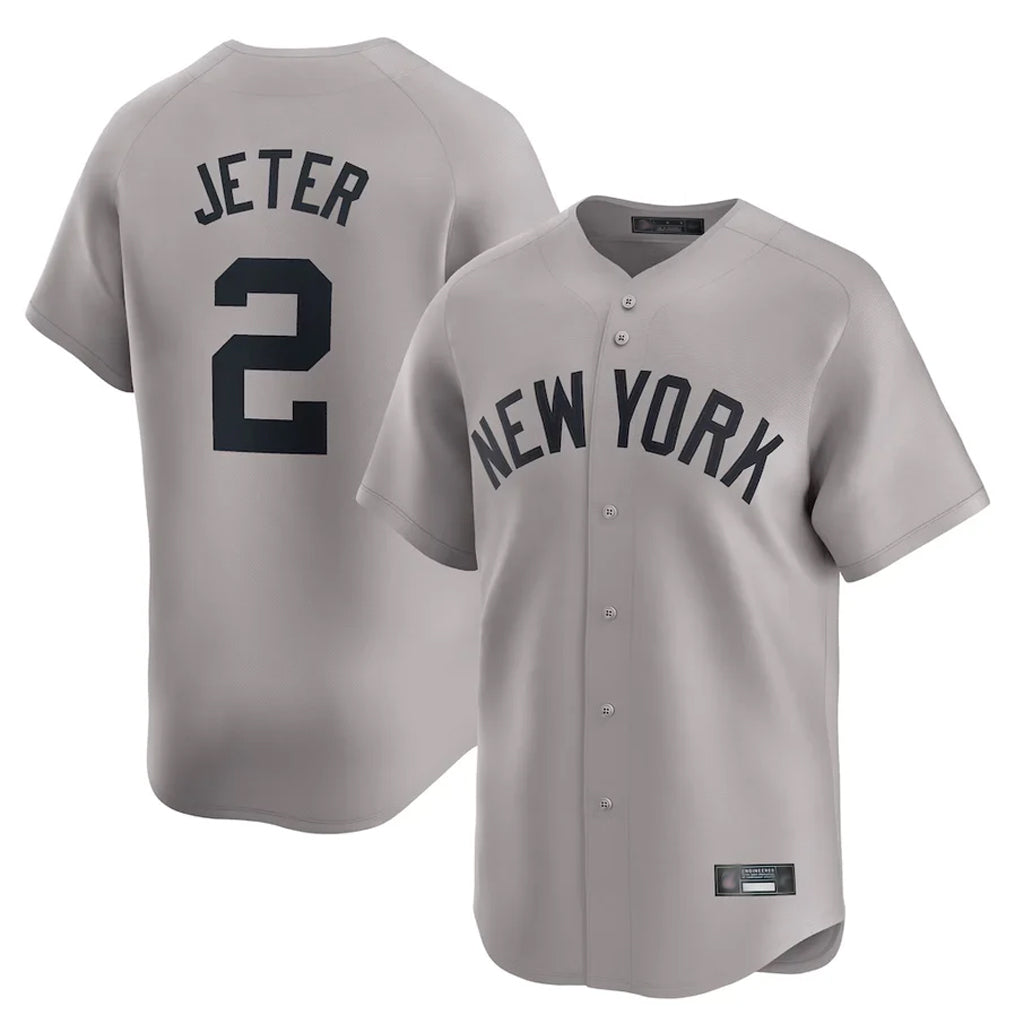 Silnrao NY.Yankees #2 Derek Jeter Player Gray Limited Home Stitched Jerseys