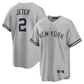 Silnrao NY.Yankees #2 Derek Jeter Player Gray Road Game Stitched Jerseys