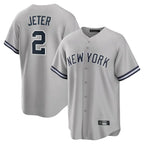 Silnrao NY.Yankees #2 Derek Jeter Player Gray Road Game Stitched Jerseys