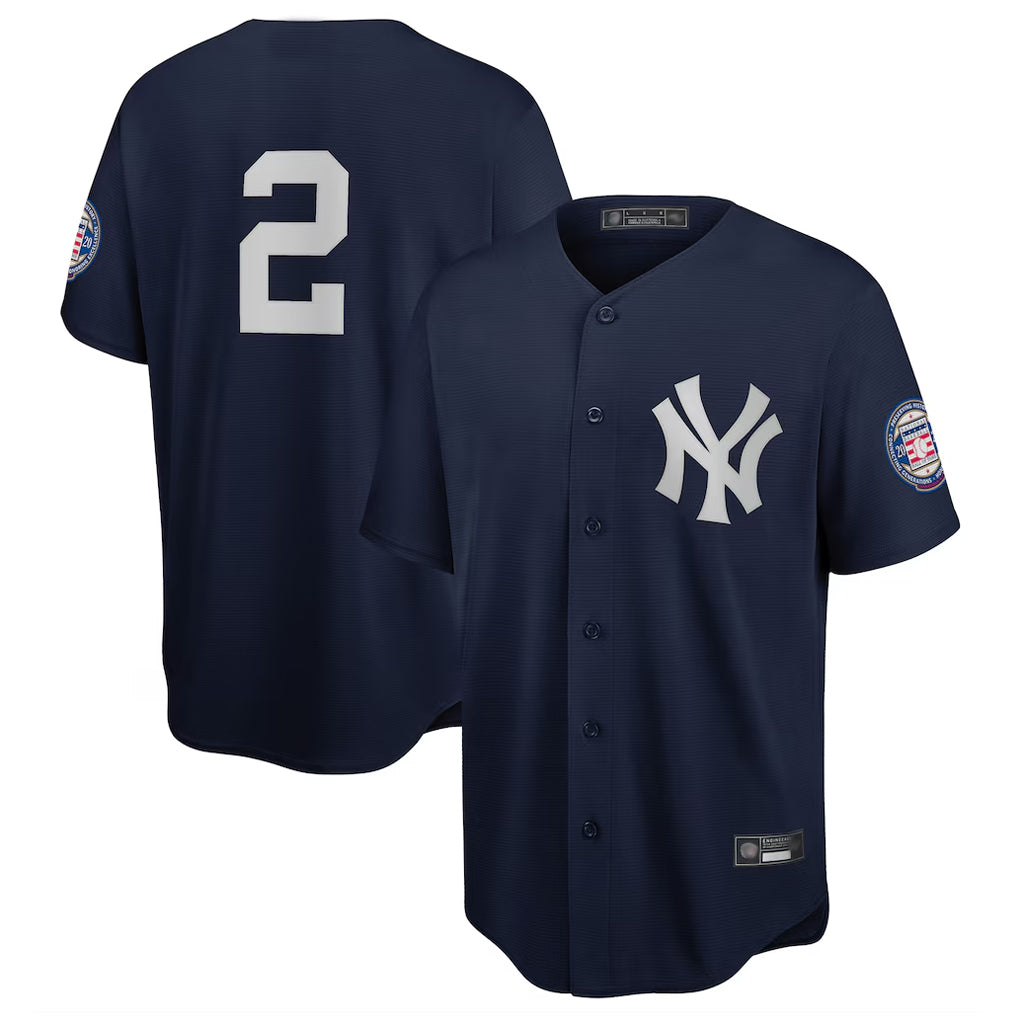 Silnrao NY.Yankees #2 Derek Jeter Player Navy 2020 Hall of Fame Induction Limited Stitched Jerseys