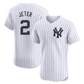 Silnrao  NY.Yankees #2 Derek Jeter Player White Limited Elite Home Stitched Jerseys