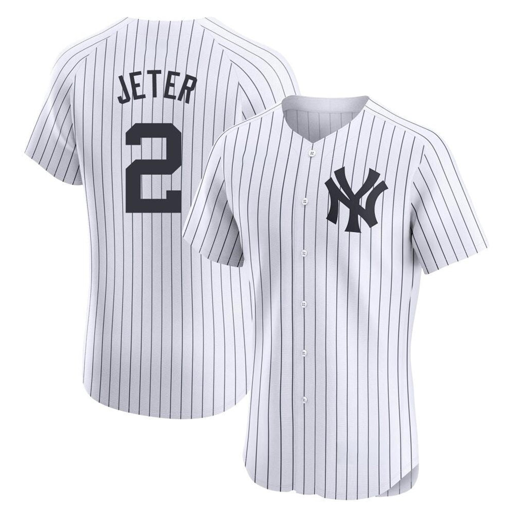 Silnrao  NY.Yankees #2 Derek Jeter Player White Limited Elite Home Stitched Jerseys