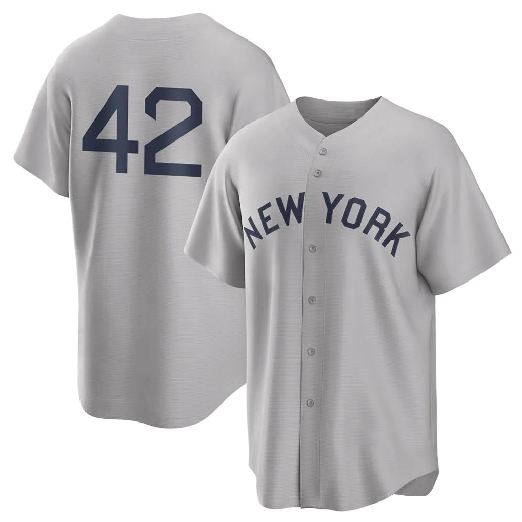 Silnrao NY.Yankees #42 Mariano Rivera Player Gray Field of Dreams Game Stitched Jerseys