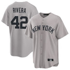 Silnrao NY.Yankees #42 Mariano Rivera Player Gray Game Home Stitched Jerseys